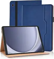 Case for Samsung Galaxy Tab A9+ / A9 Plus 11 Inch 2023 (SM-X210 / SM-X215 / SM-X216 / SM-X218) Premium PU Leather with Hand Strap Tablet Cover, Auto Wake/Sleep Galaxy Tab A9+ Soft Tpu Case (Blue)