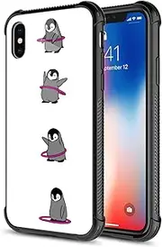 CARLOCA Compatible with iPhone Xs MAX Case,Penguin Gymnastics iPhone Xs MAX Cases for Girls Boys,Graphic Design Shockproof Anti-Scratch Drop Protection Case for iPhone Xs MAX