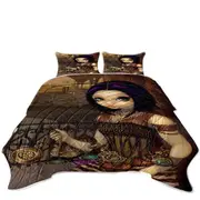 Poe a Beautiful Steampunk Flair Girl Coverlet