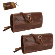 2PK Leather Tool Roll Vintage 10-Slot Chisel Bag | Durable Timeless Quality