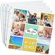 tutata 12x12 Scrapbook Refill Pages, Hold 4''x4'' Photos, 9-Pocket Scrapbook Page Protectors, Fits 12x12 3 Ring Album Binder, 25 Pack