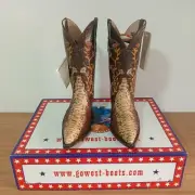 GO-WEST BOOTS PYTHON " FLORES ROUGE" BROWN SIZE 7