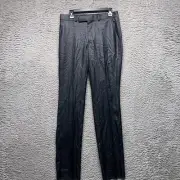 Kenneth Cole Reaction Pants Mens Black 31 Unhemmed Suit Dress Flat Front Shinny