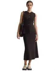 [Oxford] Gracie Knitted Midi Skirt in Cocoa