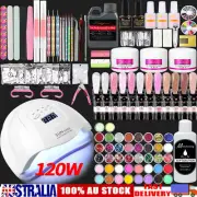 Nail Poly Gel Quick Extension Kit 120W UV Lamp Builder Acrylic Powder Liquid Set