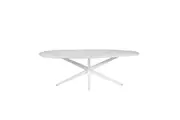 Raimon Furniture Elven Egg Shaped Wooden Marble Look Kitchen Dining Table 225cm White Cloud