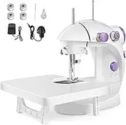 Mini Sewing Machine for Beginner, Dual Speed Portable Electric Sewing Machine with Extension Table, Light, Sewing Kit for Household, Travel Automatic Sewing Machine