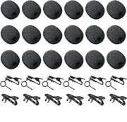 18 Pieces Lapel Microphone windscreen AND 12 Mic Lavalier Clips Kit = 30 Pieces