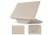 WASSUP Foldable Stand PU Leather + Plastic Hard Shell Laptop Case for MacBook Pro 13 Inch 2018-2022 Release (Gold)