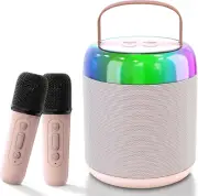Mini Karaoke Machine, Portable Bluetooth 5.3 Speaker with 2 Wireless Microphones