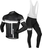 [INBIKE] Cycling Jersey Set Long Sleeve Jersey + Cycling Shorts with Seat Padding Made of Breathable and Quick Drying Fabric for Bicycle Road Bike MTB, Jersey and bib shorts, 3X-Large