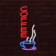 NEW "COFFEE" w/LOGO VERTICAL 30x12X1 INCH LED FLEX WINDOW/WALL INDOOR SIGN 30413