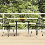 3 Piece Garden Dining Set Black Poly Rattan Patio Bar Sets