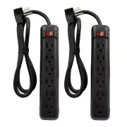 2-Pack 6 Outlet Power Strip, 3 ft Power Cord, Low-Profile Flat Plug, 3-Prong ...