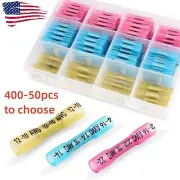 400/50PCS Waterproof Heat Shrink Butt Splice Crimp Wire Connectors Terminals US