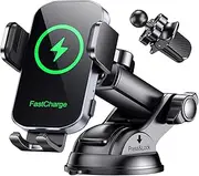 Niweya Wireless Car Charger, Auto Clamping Car Phone Holder Charger, 15W Fast Charging Phone Mount for Dash Windshield Vent for iPhone 16 15 14 13 12 11 Pro Max, Samsung Galaxy S24+ S23 Ultra S22 S21+