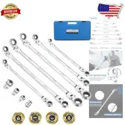 6-Piece Extra Long Flex-Head Ratcheting Wrench Set - Chrome Vanadium Steel