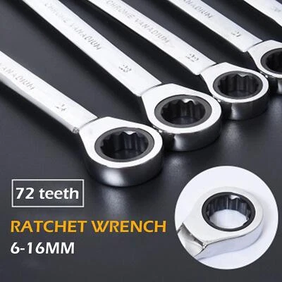 6-16mm Wrench Ratchet Combination Ratcheting Ring Gear Spanner Tooth Torque Set
