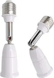 E26/E27 Light Socket Extender, 4.5 Inch Extension Socket Extender Adapter, Adjustable Vertical 180°Horizontal 360°, Flexible Medium Light Bulb Socket Converter (2-Pack)