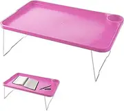 Lap Desk with Leg Folding Laptop Bed Table Lazy Simple Laptop Tray for Bed with Cup Holder and Card Slot for Breakfast Student Dormitory Sofa Balcony Rose Red, Laptop Bed Table