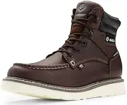 [SUREWAY] Men 6 Inch Waterproof Soft Toe Work Boots - Moc Toe,Construction Industrial Safety Leather Work Shoes,Oil/Slip Resistant Comfortable Wedge Outsole,EH Rated,Goodyear Welt,Lace Up,Heavy Duty
