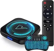 CHROX Android TV Box 12.0, V0NTAR Set Top Box 4GB RAM 64GB ROM with Wireless Keyboard, 1000M LAN Ethernet with H618/4K/3D/H.265/BT 5.0 Smart Android Box,4gb+64gb