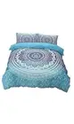 Bohemian Bedding Mandala Duvet Cover Set Size 3pc Boho Chic Floral Queen Blue