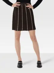 Black Striped A-Line Skirt