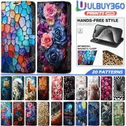 For iPhone 15 14 13 12 11 Prints Patterned Case Leather Wallet Card Flip Cover