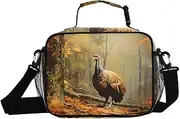 Forest Turky Retro Insulated Lunch Box for Women Men - Ideal for Work, Picnics - Includes Adjustable Shoulder Strap