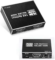 HDMI v2.0 Splitter 1 in 2 Out HDCP 2.2 with Power Supply 4K@60Hz UltraHD Supports Foxtel UHD PS3 PS4 Blu-Ray STB Xbox