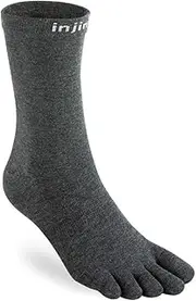 [Injinji] Performance Liner Lightweight Crew CoolMax Toe Socks Black