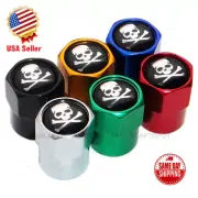 Hex Skull Crossbones Logo Car SUV Wheels Tire Air Valve Caps Stem Dust Cover