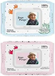 JINGE PUNGE PREMIUM BABY WIPES WITH ALOE VERA, GRAPE FRUIT EXTRACT & VITAMIN E (72 wipes, Combo of 2)