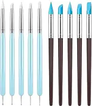 Vgvgaj 10 Pieces Silicone Clay Sculpting Tool Clay Color Shapers Brushes Artwork Carving Modeling Pen Modeling Dotting Tool Soft for Adults Pottery Craft Dotting Drawing