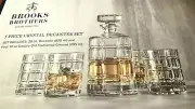 BROOKS BROTHERS 5-Piece Crystal Decanter Set (Double Old Fashioned/Whiskey Glass