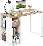 Giantex 115cm Computer Desk, Modern Home Office Desk with 5 Storage Compartments, Multipurpose Writing Desk PC Workstation, Laptop Desk with Heavy-Duty Metal Frame for Study Room, Bedroom