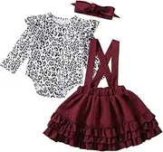 [Lefyira] Baby Girl Floral Ruffled T-Shirt Bell Sleeve Flare Crop Top Leopard Print Suspender Skirt Casual Denim Jean Skirt Outfits