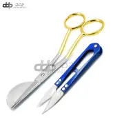 Applique Duckbill Scissor 6'' Blade with Offset Gold Handle + Thread Nipper Blue