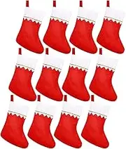 Red Felt Christmas Stockings 15 Inch Party Favors Stockings Xmas Decoration Stockings Rustic Christmas Santa Stockings for Christmas Home Bedroom Decorations Holidays Anniversaries (12 Pieces)