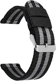 [KLXBXMYPK] Braided Nylon Watch Strap 18mm 20mm 22mm 24mm Stainless Steel Buckle Suitable for Smart Watch Quartz Watch Unisex Replacement Strap(Dark gray,24mm)