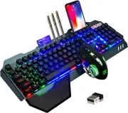 Wireless Cool Gaming Keyboard and Mouse, RGB Backlit Rechargeable - Top-rank