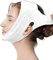 Double Chin Reducer Strap for Women, Reusable V Line Lifting Mask, Soft Chin Strap for Sleeping (White)