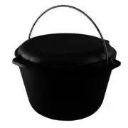 Cast iron tourist cauldron with cast iron lid-pan 10 liters. Thickness 4.4 mm