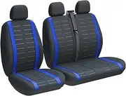 Car Seat Cover Sets for VW for Crafter LT T4 T5 Universal Truck 2+1 Seat Covers Protective Seat Car Seat Covers(3-Seater Blue)