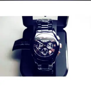 EMPORIO ARMANI 經典陶瓷計時腕錶AR1410(黑)