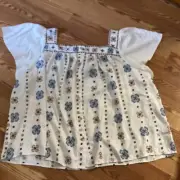 NWT Torrid Floral Embroidered Square Neck Button Up Peasant Blouse Sz 4