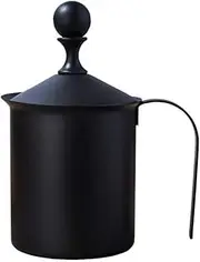 Manual Milk Frother,Double-Layered Stainless Steel Hand Pump Milk Foamer, Handheld Milk Frothing Pitchers,Black (800cc)