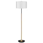 Metal Floor Lamp Brushed Brass Finish with White Shade
