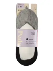 Peds Cotton Unseen Low Cut Liner Socks Gray Medium 5-10